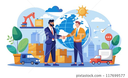 A secure handshake signifies a partnership that paves the way for a connected and efficient supply network. 117699577