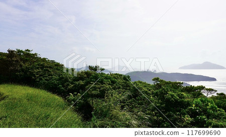 The view from Takatsukiyama Observatory on Zamami Island in the Kerama Islands 117699690