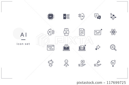 A set of line vector icons inspired by generative AI (artificial intelligence) 117699725