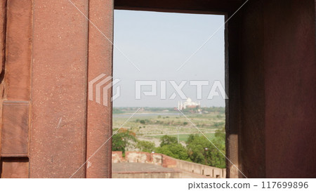 View of the Taj Mahal from Jahangir Palace [Agra Fort, India] 117699896