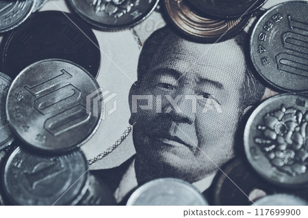 Eiichi Shibusawa's banknotes and Japanese coins Eiichi Shibusawa's banknotes and Japanese coins 117699900