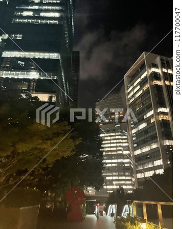 A shot that emerges from the night sky of the city 117700047