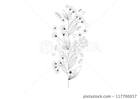 Spring art Flower with leaves botanical Spring art Flower with leaves botanical 117700057