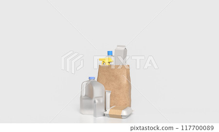 The product in paper bag for food and drink concept 3d rendering. The product in paper bag for food and drink concept 3d rendering. 117700089
