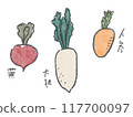 Simple root vegetable line drawing illustration set (color) 117700097