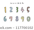 Hand-drawn simple numbers line drawing illustration set (color) 117700102