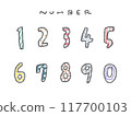 Hand-drawn simple numbers line drawing illustration set (pattern) 117700103