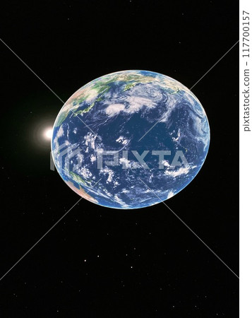 一張從太空拍攝的地球照片，由於全球變暖，地球正在接近地球 117700157