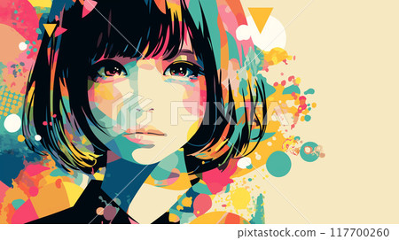 POP illustration of a cute girl 117700260