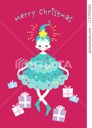 Christmas tree fairy dancing with her skirt lifted Christmas tree fairy dancing with her skirt lifted 117700302