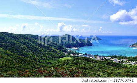 The view from Terayama Observatory on Tokashiki Island in the Kerama Islands The view from Terayama Observatory on Tokashiki Island in the Kerama Islands 117700771
