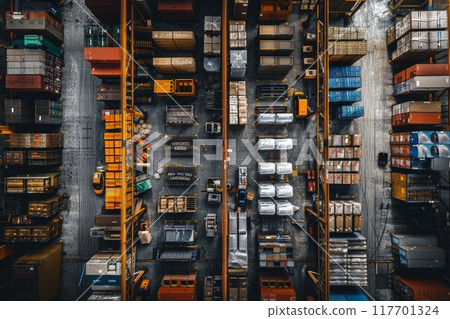 logistic warehouse, top view. 117701324