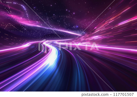 The flow of digital information is in the form of a highway. To future abstract technology concept. 117701507