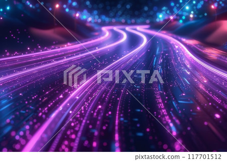 The flow of digital information is in the form of a highway. To future abstract technology concept. 117701512