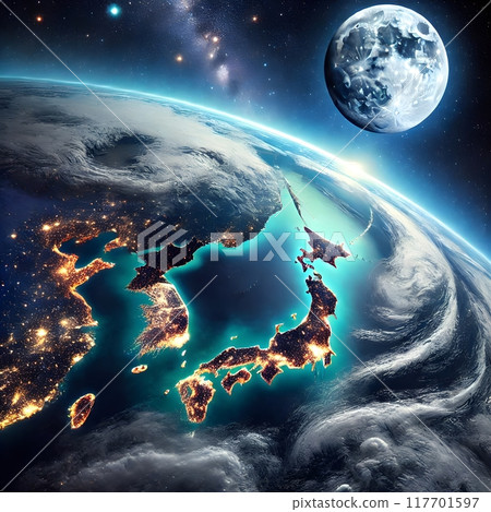 The beauty of the Earth illuminated by moonlight 117701597