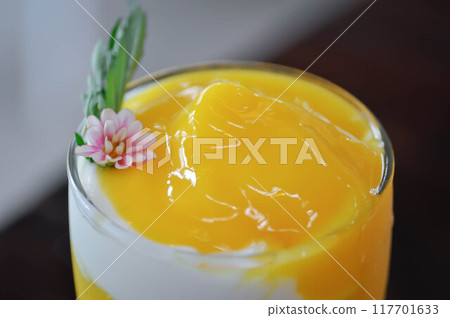 mango smoothie or mango yogurt smoothie 117701633