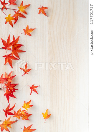 Natural red maple leaf wood grain frame 117701737