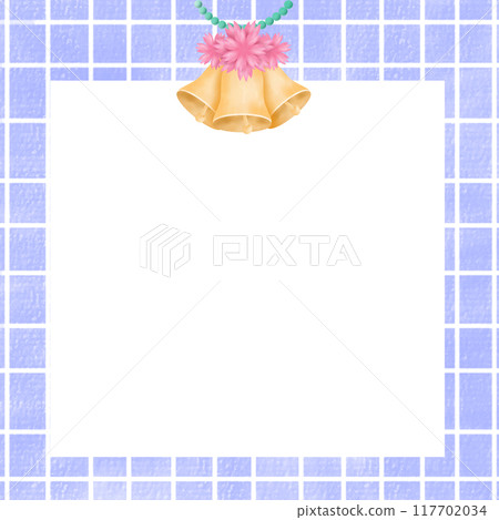 Vintage blue checkered note paper  117702034