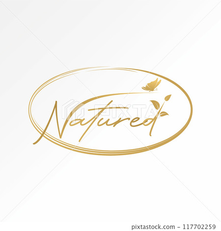 Logo design graphic concept abstract creative premium vector stock unique word Natured scratch line stalk petiole butterfly. Related beauty fresh life 117702259