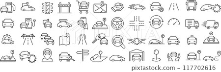 關於汽車的向量單色線繪製圖示集 關於汽車的向量單色線繪製圖示集 117702616