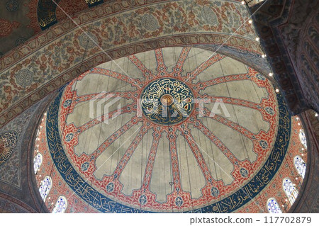 Türkiye Istanbul Blue Mosque Dome Ceiling 117702879