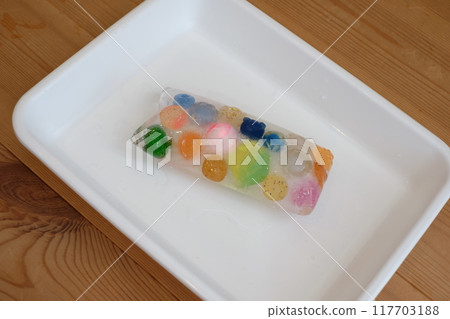 Photo of a super ball frozen in a ziplock bag Photo of a super ball frozen in a ziplock bag 117703188