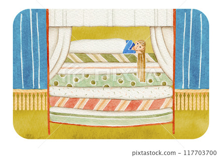 安徒生童話公主睡在豌豆水彩插圖上 安徒生童話公主睡在豌豆水彩插圖上 117703700