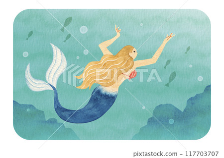 安徒生童話小美人魚水彩插圖 安徒生童話小美人魚水彩插圖 117703707