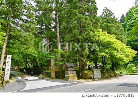 The mountain gate surrounded by fresh greenery (Eiheiji Temple, Fukui Prefecture) The mountain gate surrounded by fresh greenery (Eiheiji Temple, Fukui Prefecture) 117703812
