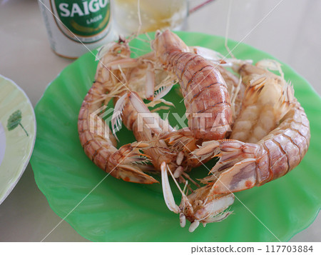 Fresh mantis shrimp dish Fresh mantis shrimp dish 117703884