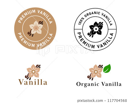vanilla essence ingredient condiment flavor herb aromatic label sticker stamp design 117704568