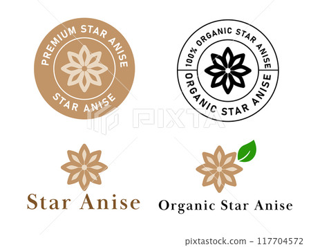 star anise condiments label spices herb organic premium ingredient healthy stamp logo design 117704572