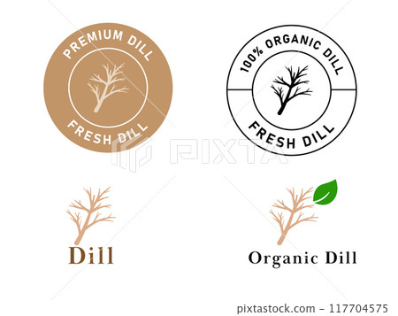 dill herb organic food ingredient condiment spice nature herbal aromatic plant design icon logo 117704575