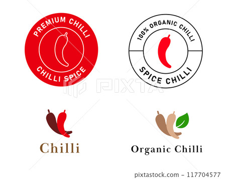 chili vegetable spice spicy food ingredient condiment seasoning hot label design icon logo collection 117704577