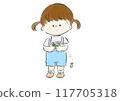 綁頭髮的女孩撿到了很多橡子 117705318