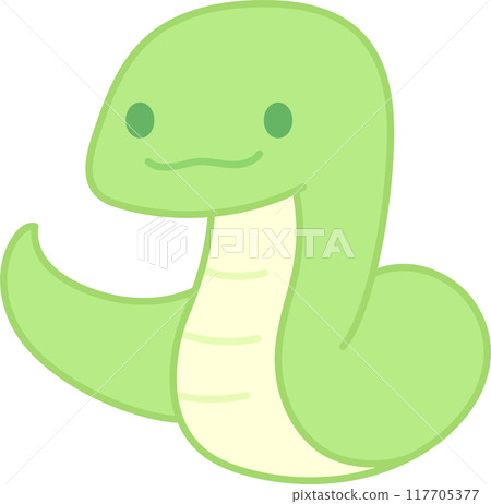 一條可愛的笑蛇綠色的插圖 一條可愛的笑蛇綠色的插圖 117705377