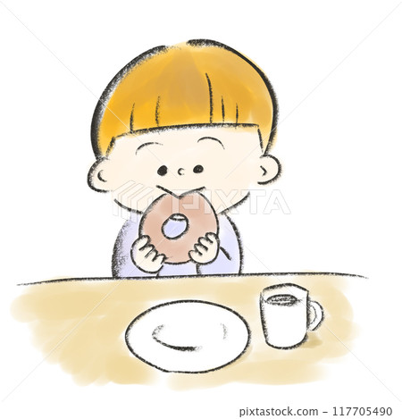 男孩吃甜甜圈 117705490