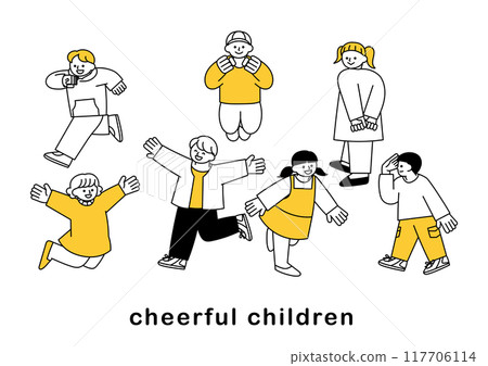 Illustration set of energetic children 117706114