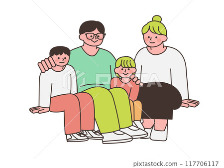 親密的家庭坐在一起的插圖 親密的家庭坐在一起的插圖 117706117
