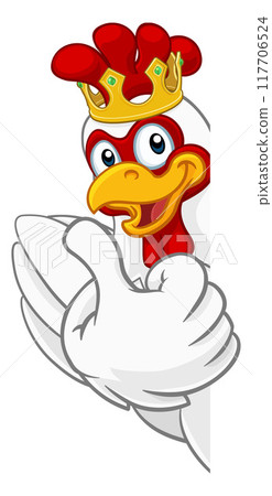 King Chicken Rooster Cockerel Bird Crown Cartoon King Chicken Rooster Cockerel Bird Crown Cartoon 117706524