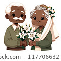 wedding of elderly black couple 117706632