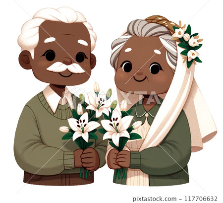wedding of elderly black couple 117706632