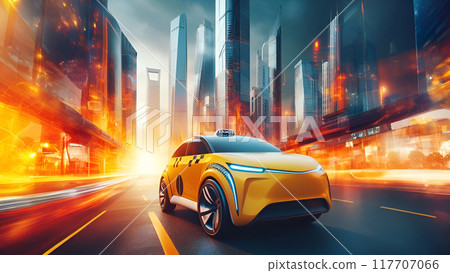 Concept: Taxis are the best transport for the big metropolis in the future 117707066
