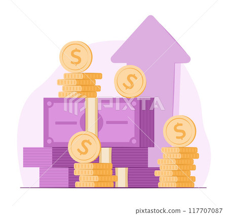 Stack of Cash Dollar Money Growth for Savings and Financial Concept Illustration Stack of Cash Dollar Money Growth for Savings and Financial Concept Illustration 117707087