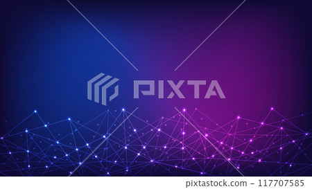 Abstract technology background with connecting the dots and lines. Global network connection, internet technology and digital communication concept. Vector illustration 117707585