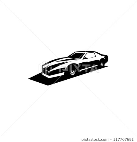1977 pontiac isolated badge, emblem, icon, sticker design. appears from the side on a white background. available in eps 10 117707691