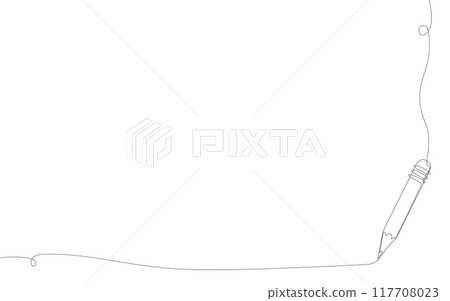 Continuous line pencil, pencil vector art background. Abstract doodle hand drawn illustration. Minimal outline design Continuous line pencil, pencil vector art background. Abstract doodle hand drawn illustration. Minimal outline design 117708023
