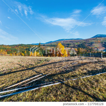 Autumn Carpathian village, Ukraine. 117708128