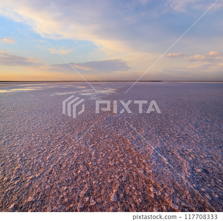 Sunset Genichesk pink  salty lake, Ukraine 117708333