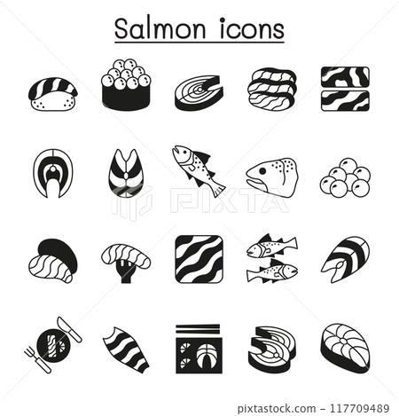 Salmon icon set vector illustration graphic design 117709489